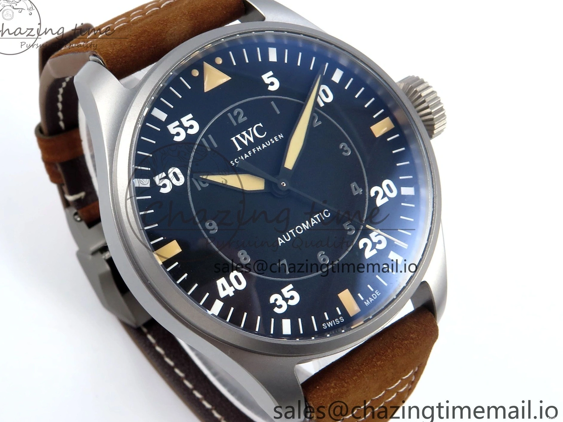 MIROTIME 0130 Big Pilot IW329701 M+F 1:1 Best Edition Black Dial on Brown Leather Strap MY RelaxedFit 7005